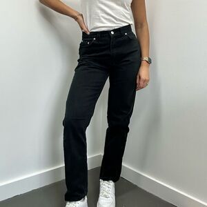 Vintage 90’s Faded Glory Black Straight Leg High Rise Denim Jeans Size 27